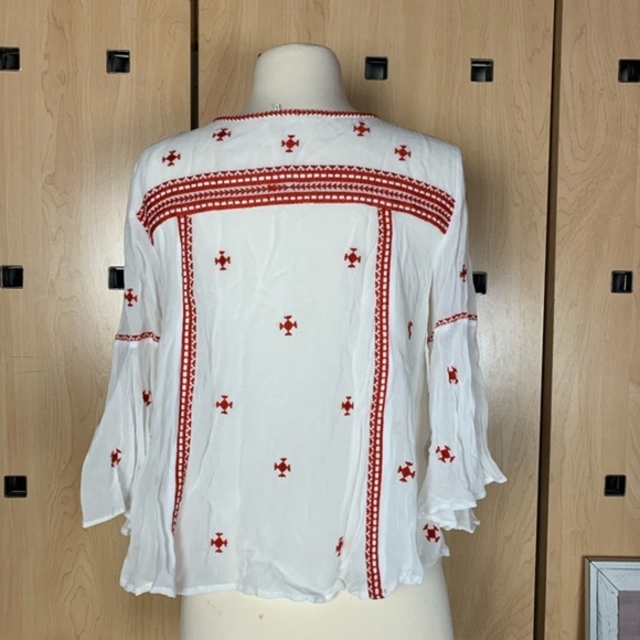 ANTHROPOLOGIE adena embroidered boho chiffon top - Picture 4 of 5